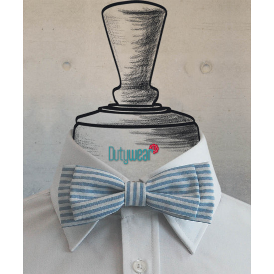 Casual Bow Tie - Sky Blue Stripes