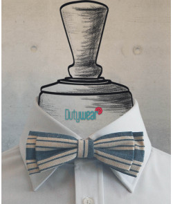 Casual Bow Tie - Light Blue Striped Pattern