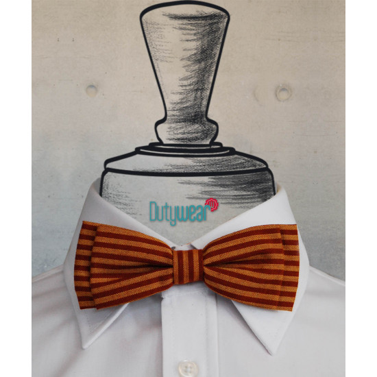 Casual Bow Tie - Burgundy-Yellow Stripes
