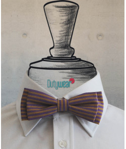 Casual Bow Tie - Lilac-Yellow Stripes