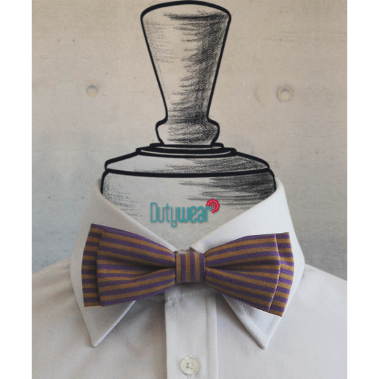 Casual Bow Tie - Lilac-Yellow Stripes