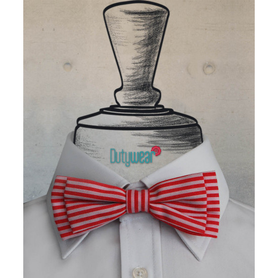 Casual Bow Tie - Red & White Stripes