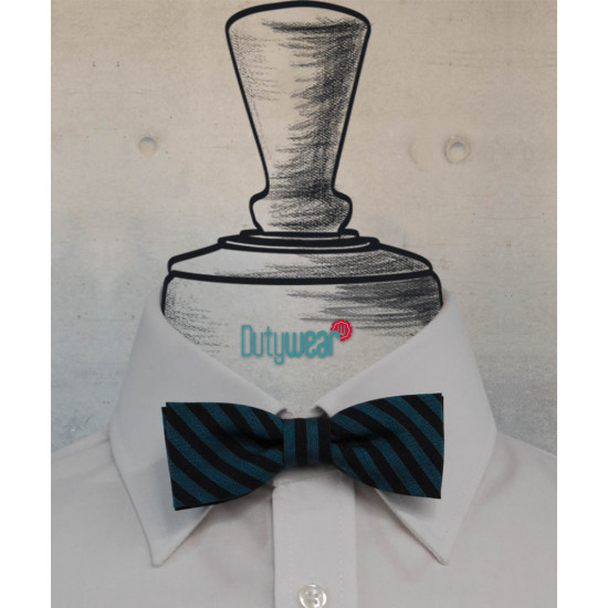 Casual Skinny Bow Tie - Navy-Petroleum Stripes