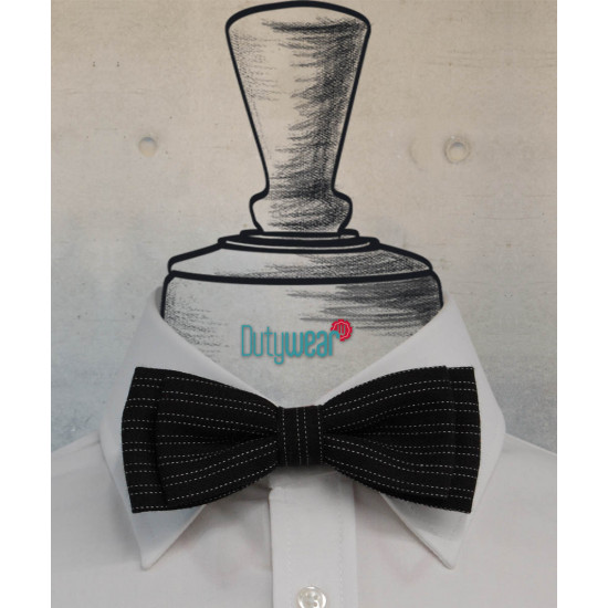 Casual Bow Tie - Black-White Pin Stripes