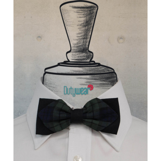 Arrow Bow Tie - Navy-Green Plaid