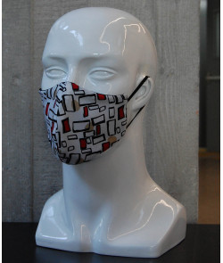 Washable Mask - Geometric Pattern with Red