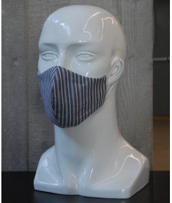 Washable Face Mask -  Blue Grey Stripes
