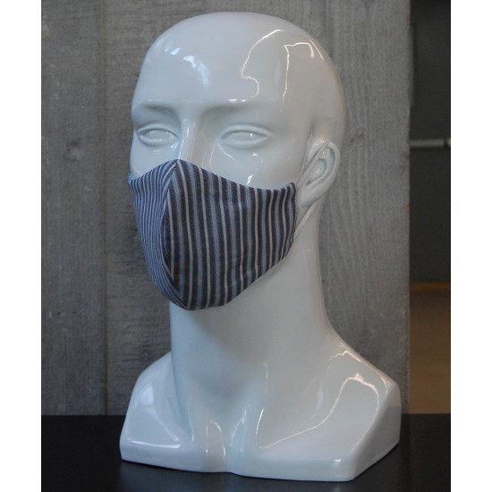 Washable Face Mask -  Blue Grey Stripes