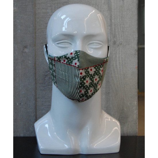 Washable Face Mask -  Green Patched Pattern