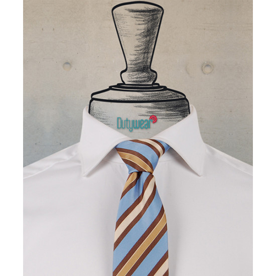 Necktie - Sky Blue-Brown Stripes