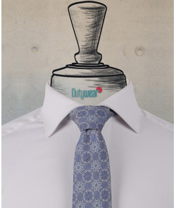 Necktie - Steel Blue Medallion Motif