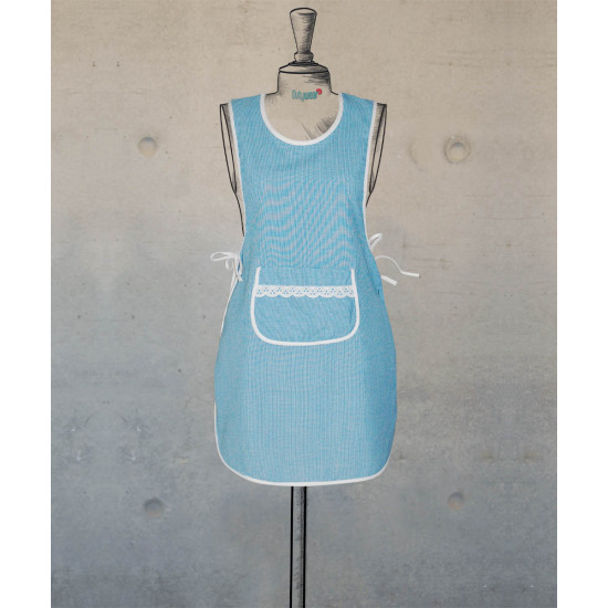 Double Sided Female Apron - Blue-White Houndstooth