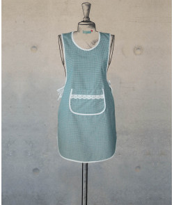 Double Sided Female Apron - Green-White Houndstooth