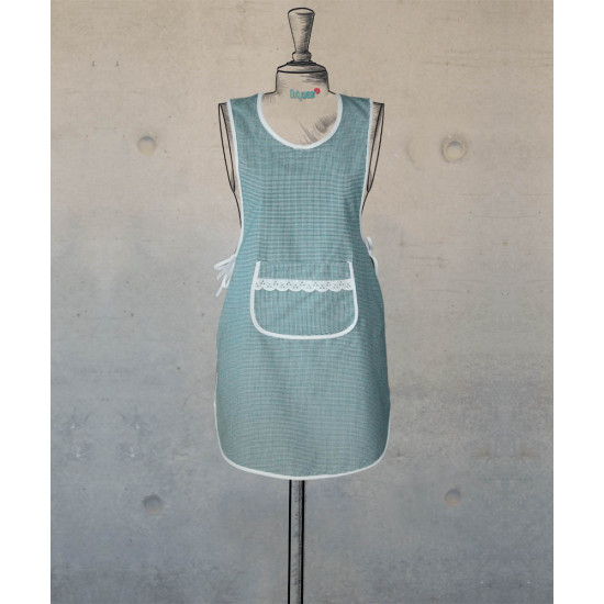 Double Sided Female Apron - Green-White Houndstooth