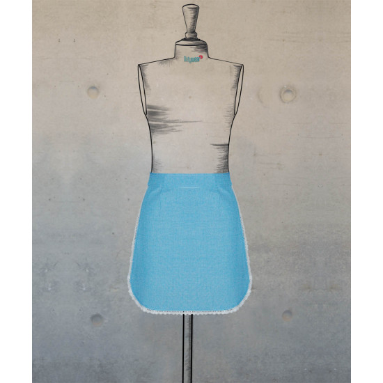 Round  Sided Waist Apron - Blue-White Houndstooth