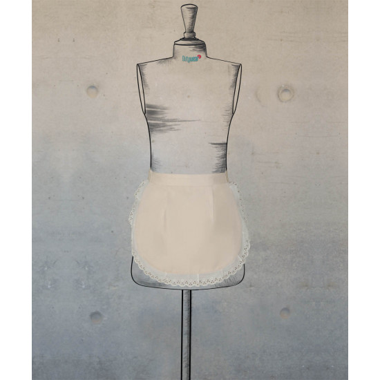 Round Waist Apron - Off White With Lace