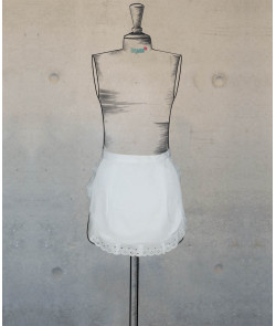 Round Waist Apron - White With Lace 