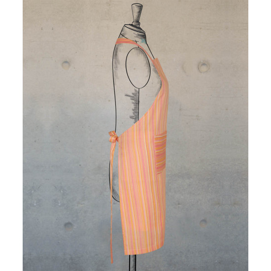 Bib Apron - Yellow-Pink Stripes