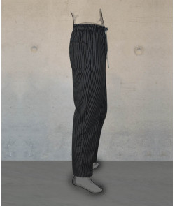 Chef trousers - Elastic waistband - Black-White Stripes