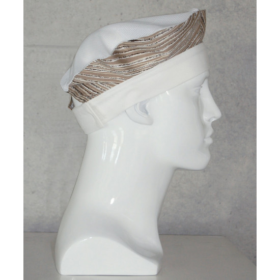 Kitchen beret - Beige Brown Printed Stripes