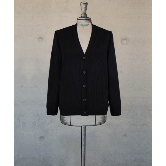 Female V Neck Cardigan - Black