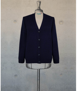 Female V Neck Cardigan - Navy Blue