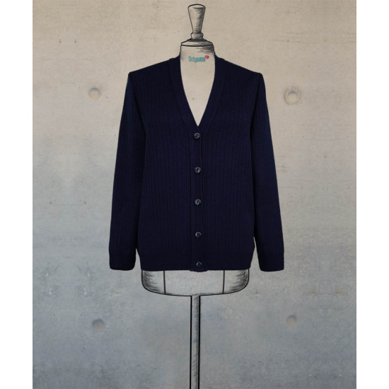 Female V Neck Cardigan - Navy Blue