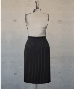 Straight Cut Skirt In Grey City Stripes
