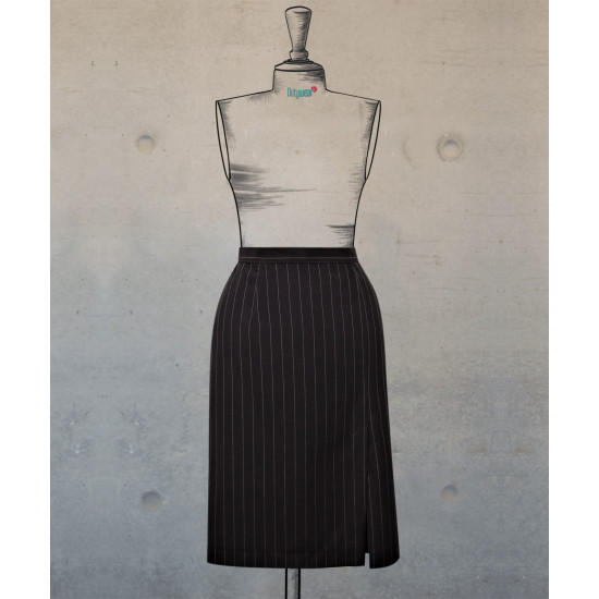 Straight Cut Skirt In Grey City Stripes