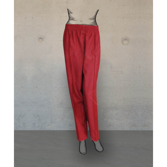 Female Trousers - Black-Wine Houndstooth