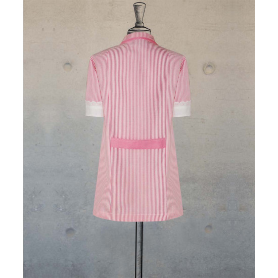 Female Tunic With Classic V-Neck - Pink Stripes