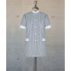 Female Tunic With Mandarin Collar - Blue White Stripes