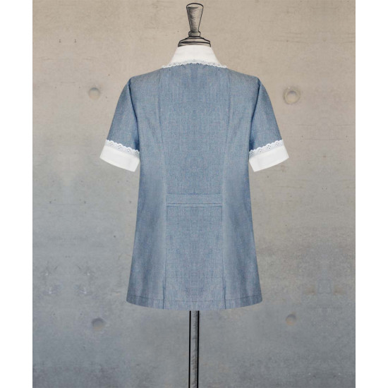 Female Tunic With Round Collar - Steel Blue