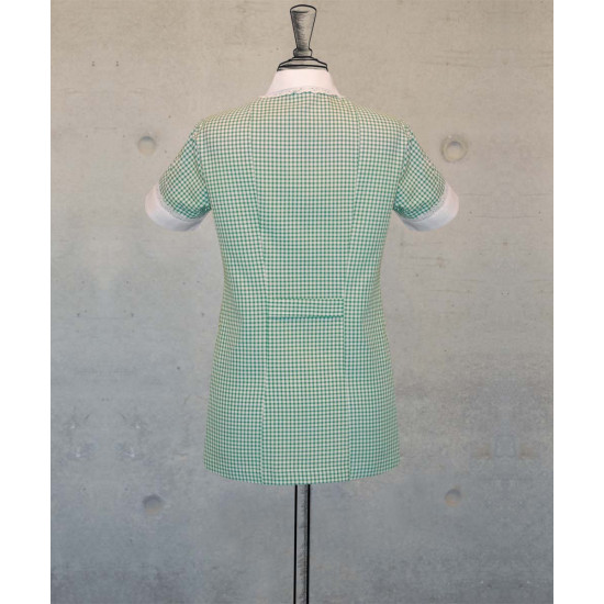 Female Tunic With Round Collar - Green Checks