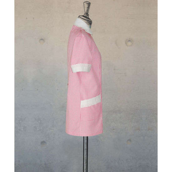 Female Tunic With Round Collar - Pink Checks