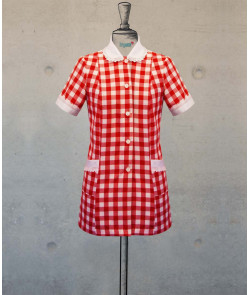 Red Checks Housekeeping Set With Matching Apron