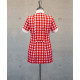 Female Tunic With Round Collar - Red Checks