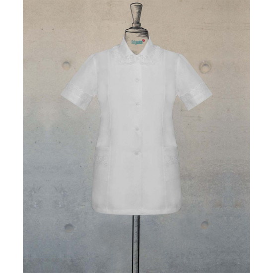 Female Tunic With Round Collar - White