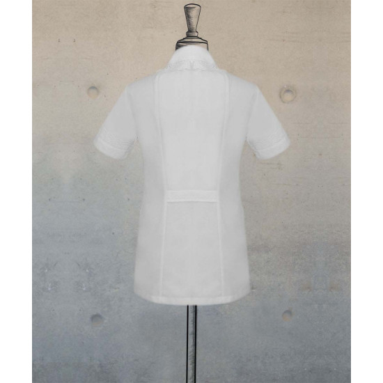 Female Tunic With Round Collar - White