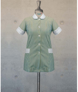 Female Tunic With Round Collar - Green Stripes
