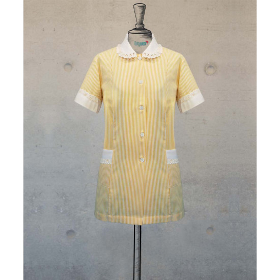 Female Tunic With Round Collar - Yellow Stripes