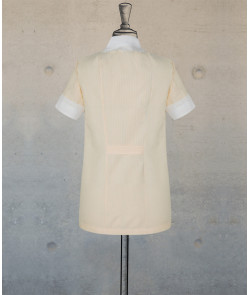 Female Tunic With Round Collar - Yellow Pinstripes