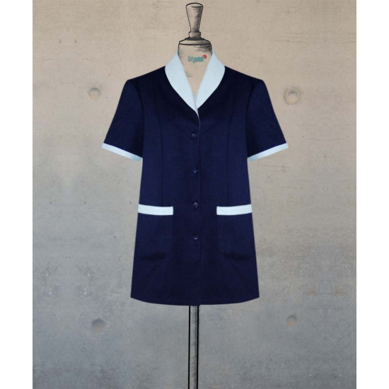 Female Tunic With Shawl Collar - Navy