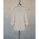 Female Tunic With Mandarin Collar - Beige Pinstripes