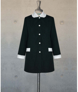 Female Tunic With Round Collar - Black-Green Houndstooth 