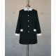 Female Tunic With Round Collar - Black-Green Houndstooth 