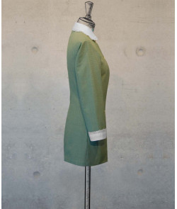 Female Tunic With Round Collar - Green Houndstooth