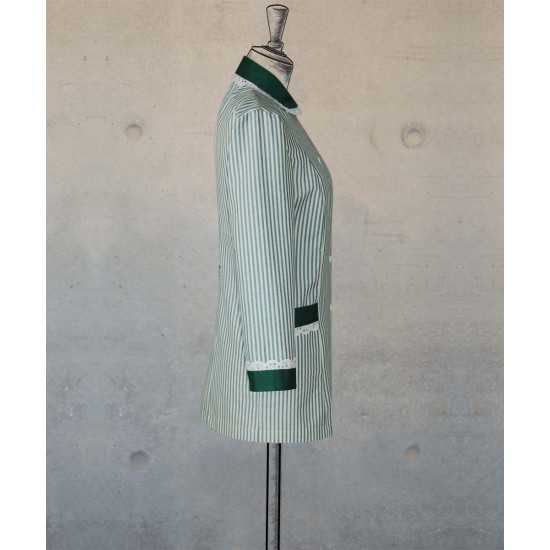 Female Tunic With Round Collar - Khaki Stripes