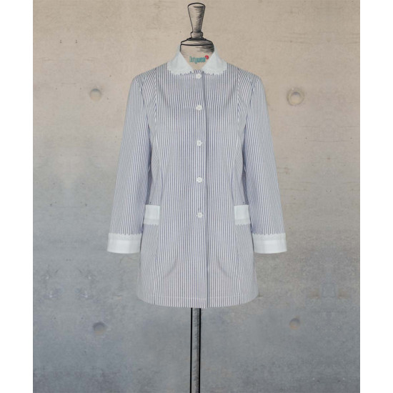 Female Tunic With Round Collar - Lilac Stripes