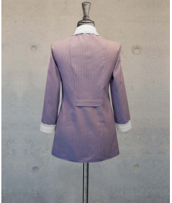 Female Tunic With Round Collar - Lilac Pinstripes